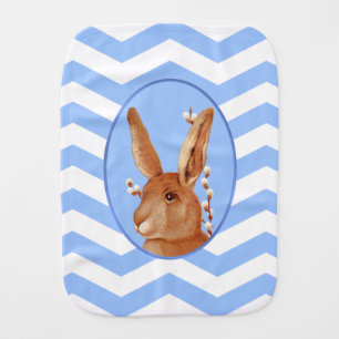 Cute Vintage Bunny and Chevron Pattern Baby Burp Cloth