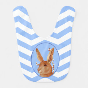 Cute Vintage Bunny and Chevron Pattern Bib