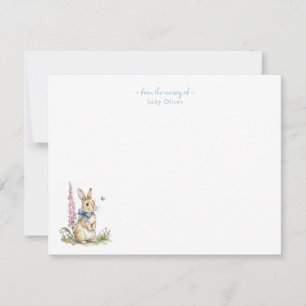 Cute Vintage bunny Baby boyThank You card