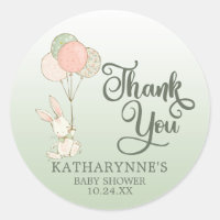 Cute Vintage Bunny Baby Shower Thank You Classic Round Sticker