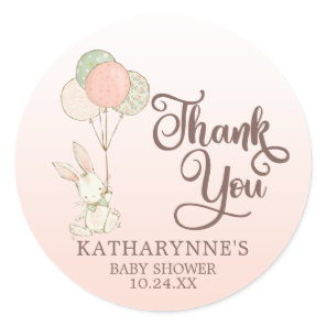 Cute Vintage Bunny Baby Shower Thank You Classic Round Sticker