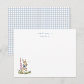 Cute Vintage bunny blue Gingham Baby boy Note Card