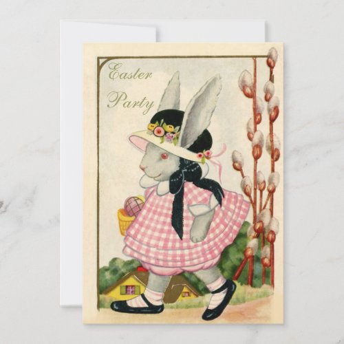Cute Vintage Bunny Easter Party Invitation