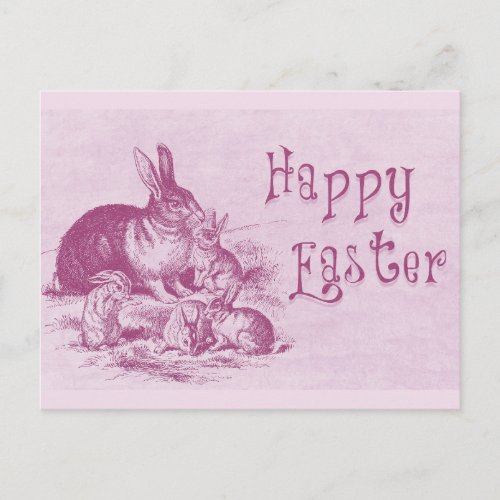 Cute Vintage Bunny Happy Easter Postcard
