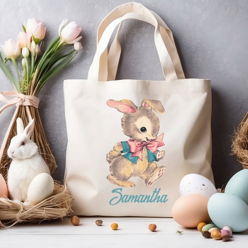 Cute Vintage Bunny Rabbit Custom Tote Bag