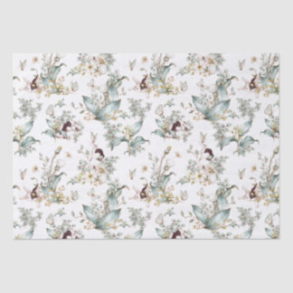 Cute Vintage Bunny Rabbits Floral Decoupage Tissue Paper