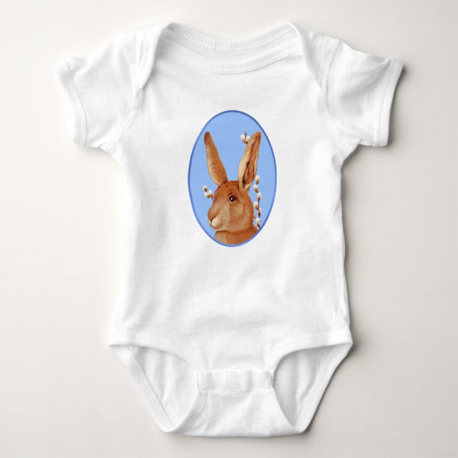 Cute Vintage Bunny Spring Baby Bodysuit (Front)