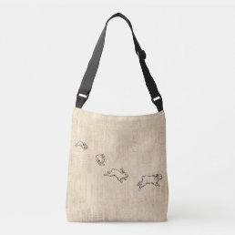 Cute Vintage Bunny Themed Jumping Rabbits Art Crossbody Bag