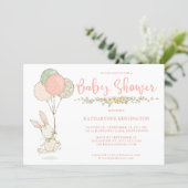 Cute Vintage Bunny Wildflower Baby Shower Invitation (Standing Front)