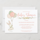 Cute Vintage Bunny Wildflower Baby Shower Invitation (Front)