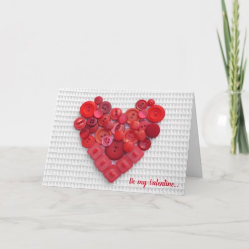 Cute vintage button heart love greeting card