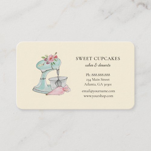 Cute vintage Cake mixer bakery  Business Card