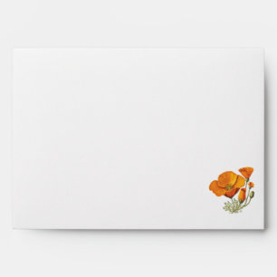 Cute Vintage California Poppy Flower Envelope