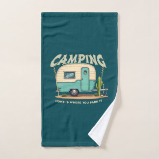 Cute Vintage Camper and Camping Quote Hand Towel