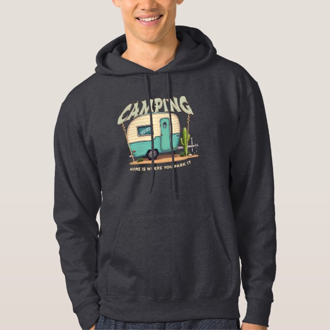 Cute Vintage Camper and Camping Quote Hoodie (Front)
