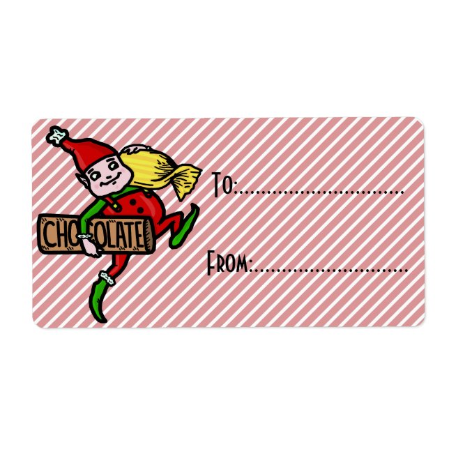 Cute Vintage Candy Christmas Elf Customizable Label (Front)
