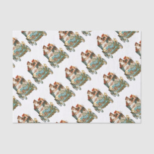 Cute Vintage Car   Santa Claus Christmas Tissue Paper