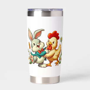 Cute, vintage cartoon Chicken & Rabbit Insulated Tumbler