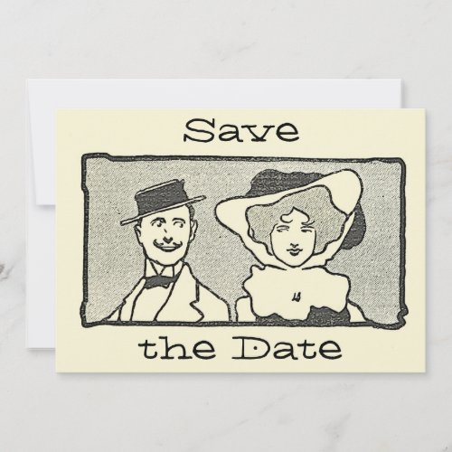 Cute Vintage Cartoon Couple Save the Date   Card