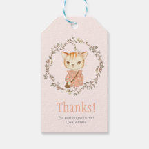 Cute Vintage Cat Birthday Thank you | Favor tags