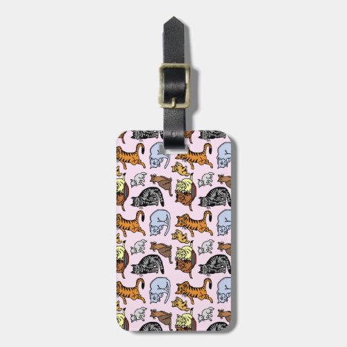 Cute Vintage Cat Drawing Pattern Luggage Tag