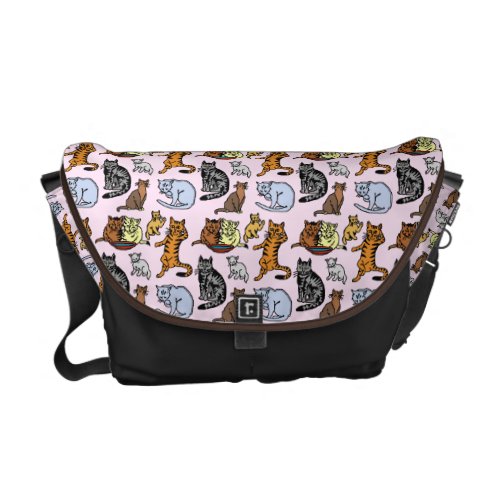 Cute Vintage Cat Drawing Pattern Messenger Bag