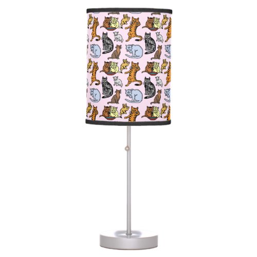 Cute Vintage Cat Drawing Pattern Table Lamp