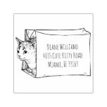 Cute Vintage Cat In Bag Return Address Self-inking Stamp