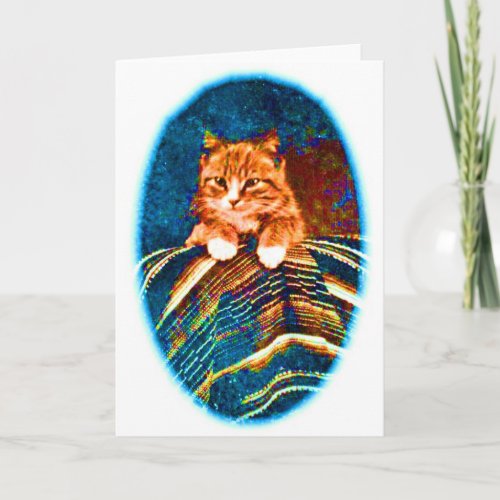 CUTE VINTAGE  CAT KITTEN  WITH RUG CARD