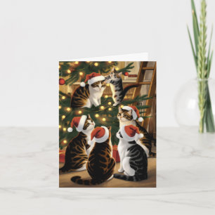 Cute vintage cats christmas card