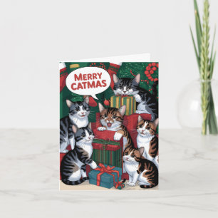 Cute vintage cats christmas card