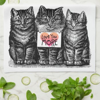 Cute Vintage Cats "love You More" White Towel by PetKingdom at Zazzle