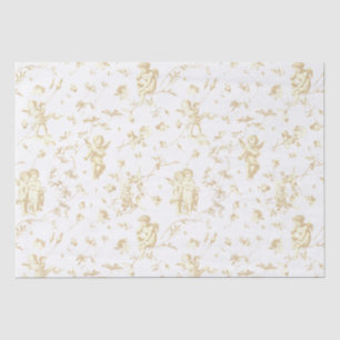Cute Vintage Cherub Cupid Angels Tan Floral Toile Tissue Paper