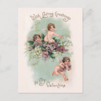 Cute Vintage Cherubs and Violets Valentine's Day