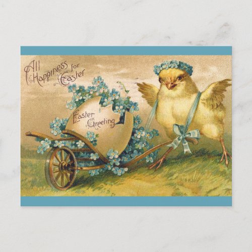 Cute Vintage Chick Easter Greetings Postcard