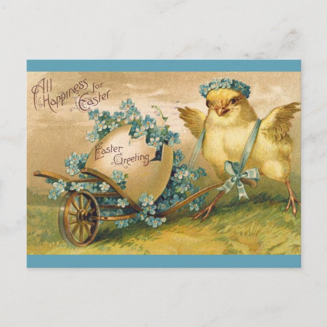 Cute Vintage Chick Easter Greetings Postcard (Front)