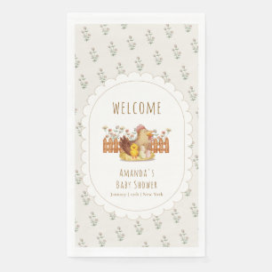 Cute Vintage Chicken Floral Baby Shower Welcome Paper Guest Towels