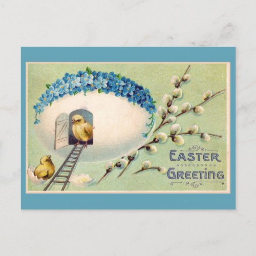 Cute Vintage Chicks Easter Greetings Postcard