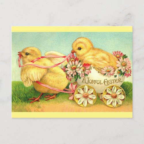 Cute Vintage Chicks Joyful Easter Greetings Postcard