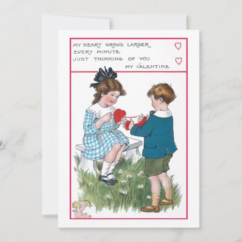 Cute Vintage Children with Valentine Cupid Holiday Card