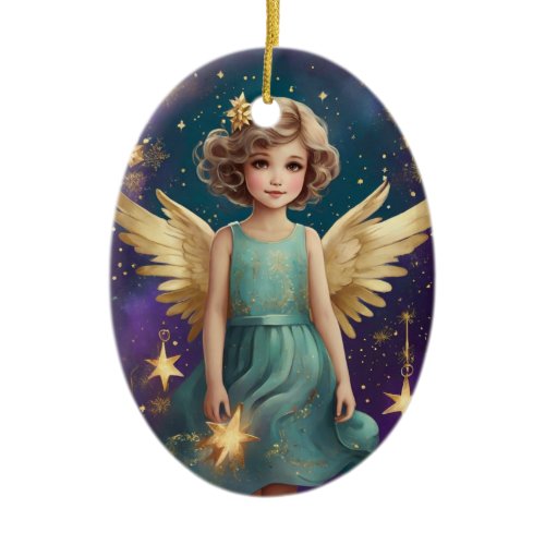 Cute Vintage Christmas Angel Ceramic Ornament