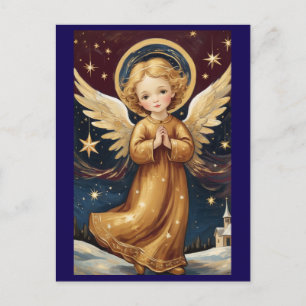 Cute Vintage Christmas Angel Custom Message Postcard