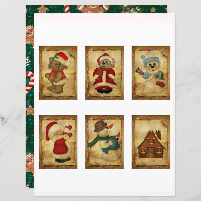 Cute Vintage Christmas ATC Cards  (Front/Back)