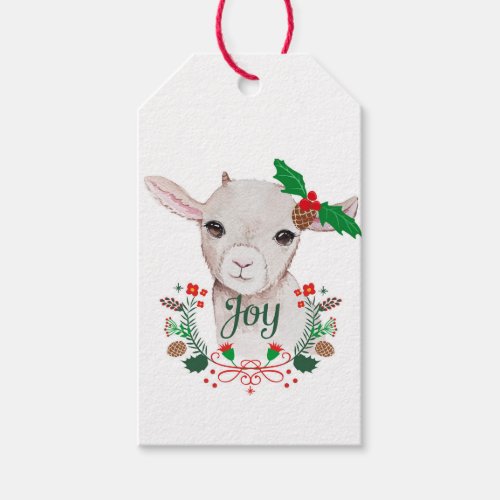 Cute Vintage Christmas Baby Goat _ Joy Gift Tags