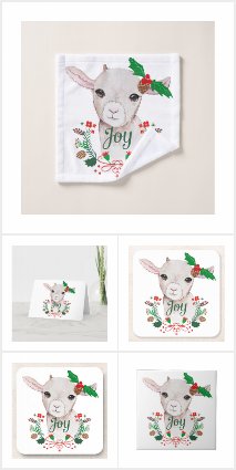 Cute Vintage Christmas Baby Goat Kid