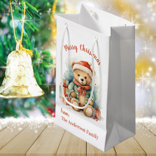 Cute Vintage Christmas Bear Gift Tags Small Gift Bag