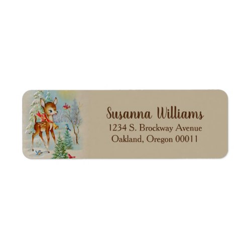 Cute Vintage Christmas Deer Holiday Address Label