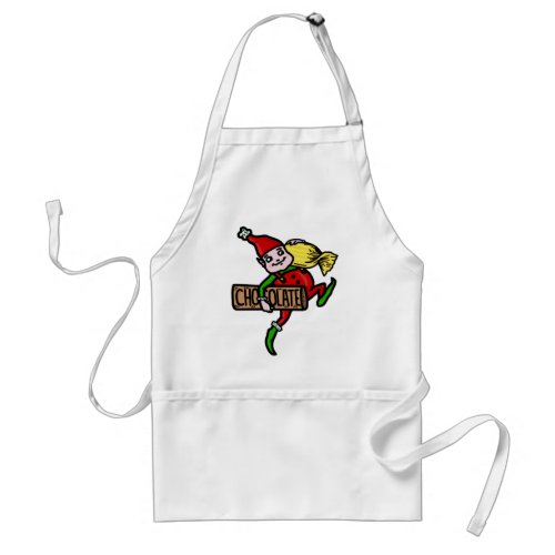 Cute Vintage Christmas Elf with Candy Adult Apron