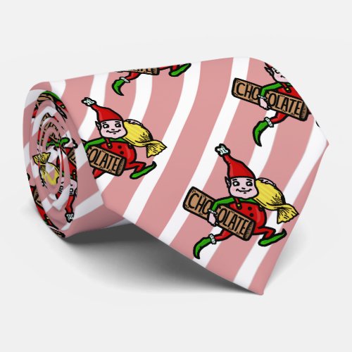 Cute Vintage Christmas Elf with Candy Neck Tie