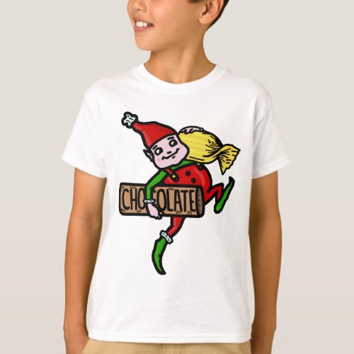 Cute Vintage Christmas Elf with Candy T_Shirt